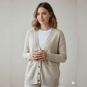 Mossimo Women's Cream Long Sleeve Cardigan Size Small EUC